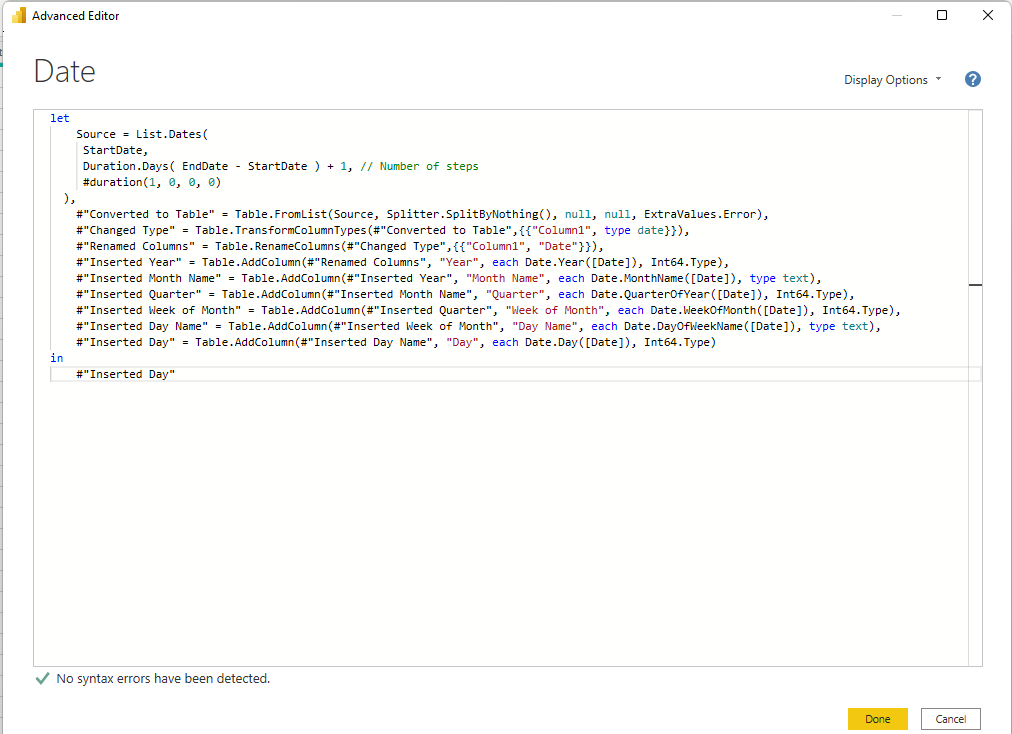 Check the completed parameter setup.