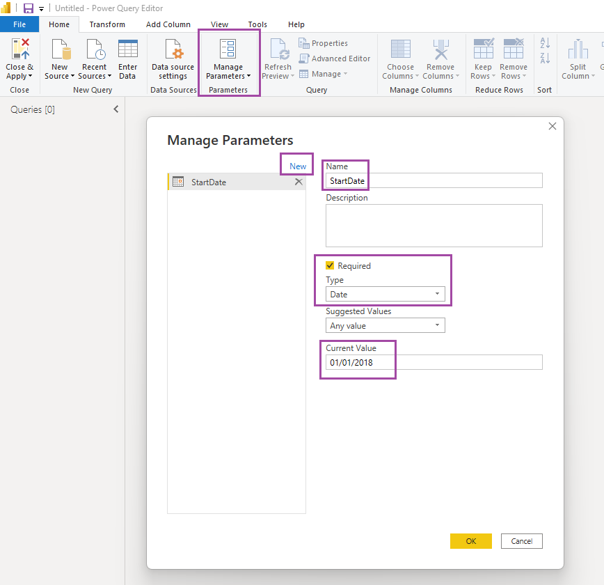 Define reusable calendar parameters.