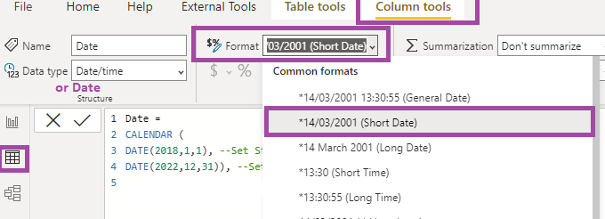 Format date labels for display while keeping a typed Date column.